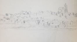 E. PIZZOTTI (1905-1984) dessin, village