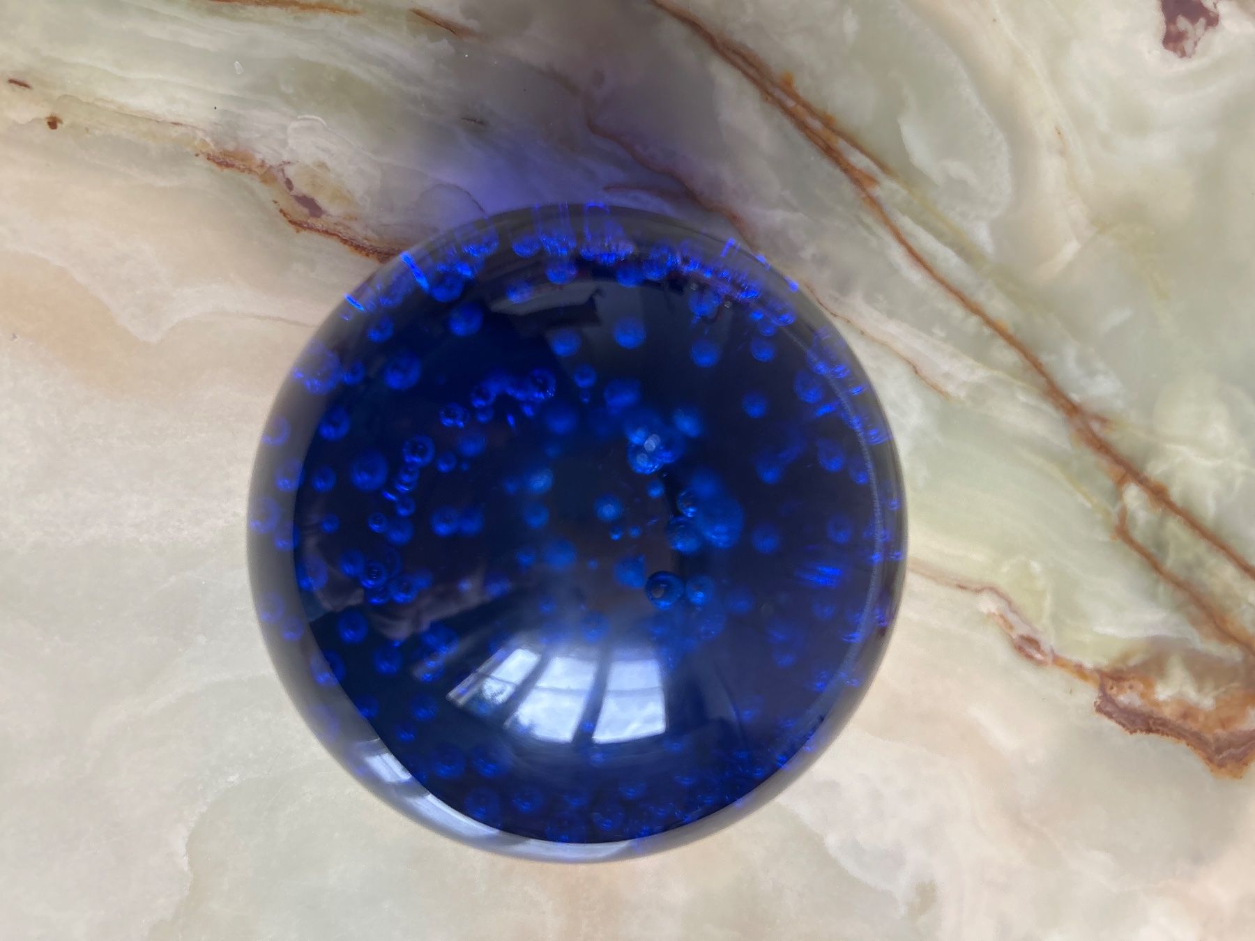 Biglie: Blauer Glasmurmel mit Luftblasen, Vintage Unikat – Usato da Villnachern venduto da RicardoMary 1