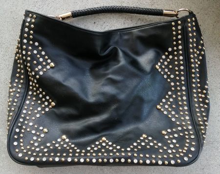 Handtasche schwarz, mit Nieten und Strass, gut erhalten