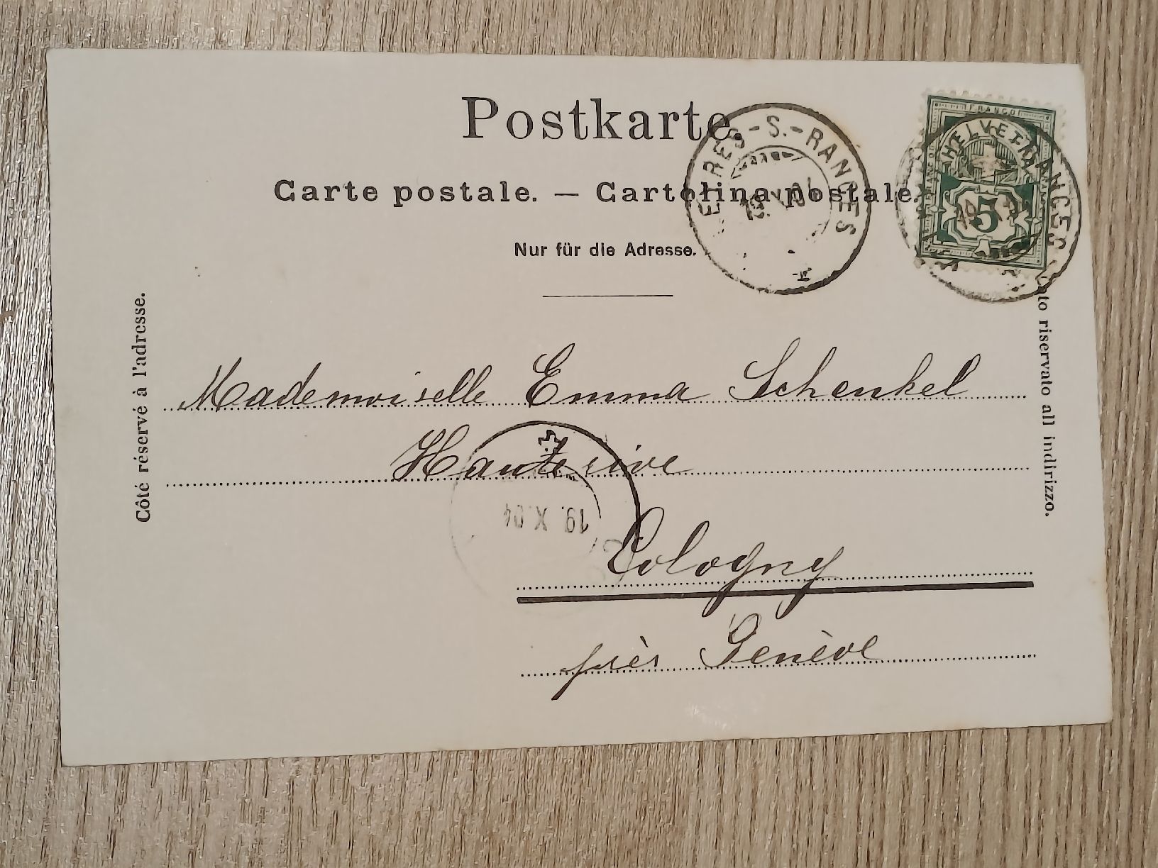 Cartoline postali: Alte PK / Entree de Chatel St Denis - Gelaufen 1904 – Usato da Brugg AG venduto da Ente015 1