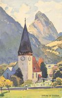 Saanen (BE) Dorfkirche Alpen Illustration