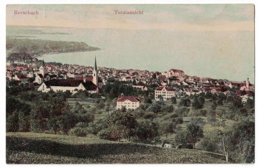Cartoline postali: Rorschach, Totalansicht, Stabstempel, gelaufen 1907 – Usato da Frauenfeld venduto da POML