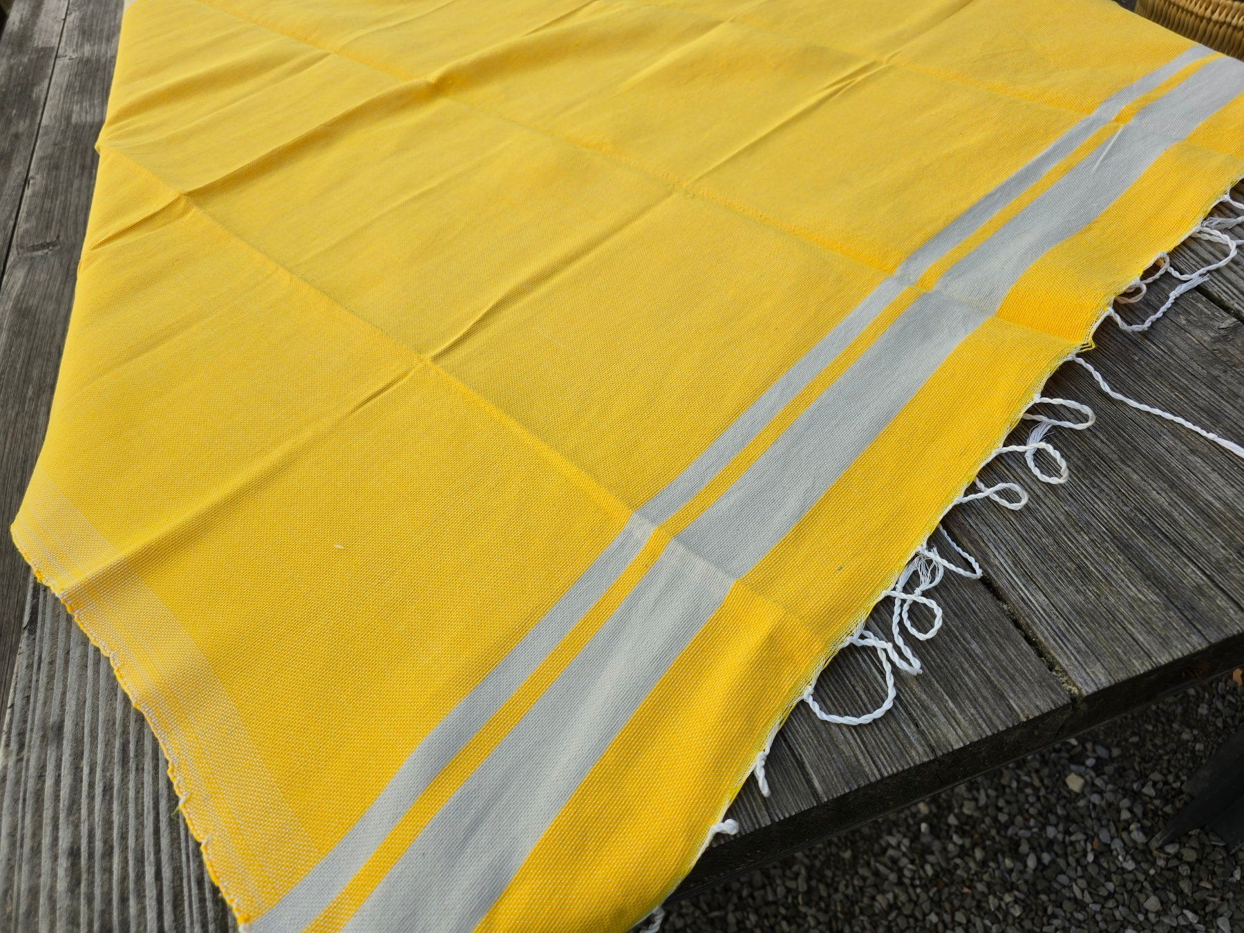 Badetücher: Fouta: Hammamtuch sonnengelb/blanc cassé-ANGEBOT – Neu (gemäss Beschreibung) aus Romanshorn von Rachacha 1