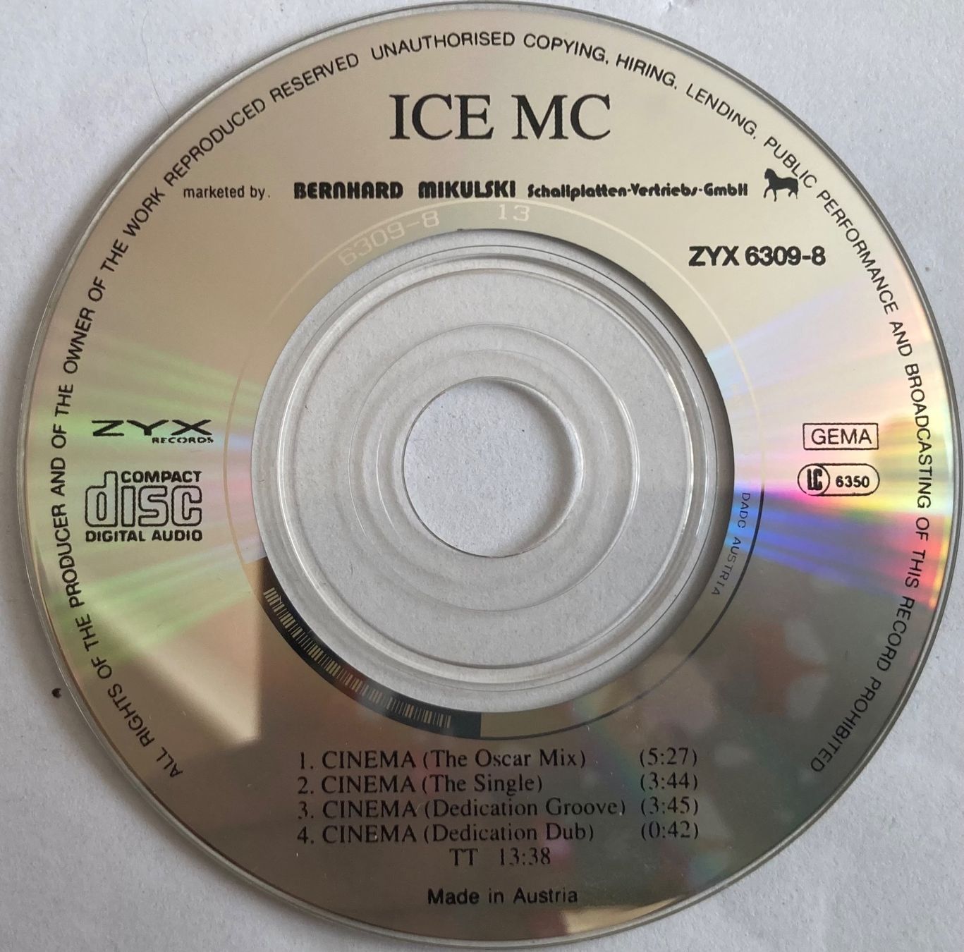 CD: ICE MC - CINEMA – Usato da Poliez-Pittet venduto da Newtown-Records 2