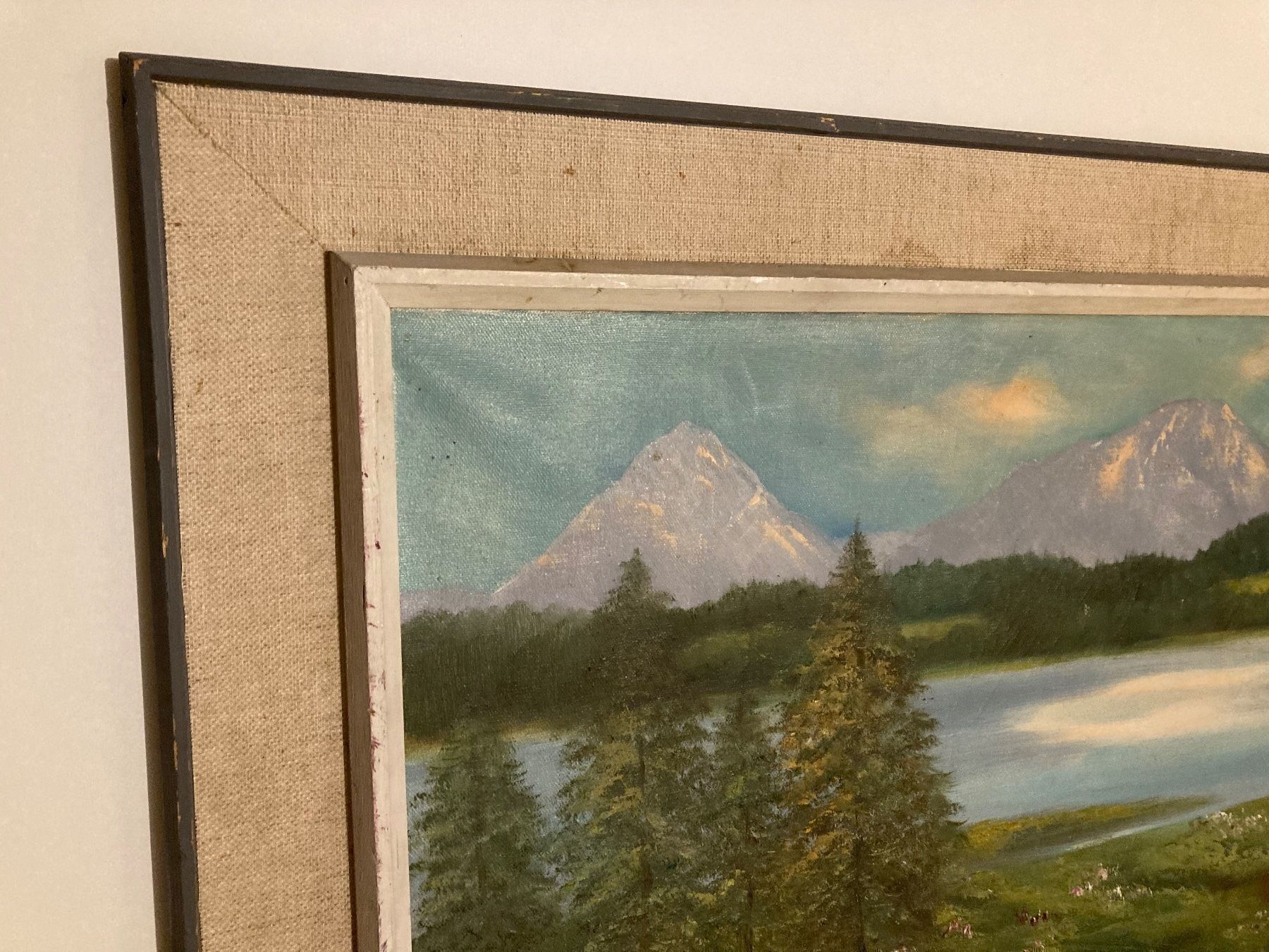 Dipinti: Iseli Landschaftsgemälde Lenzerheide mit See, Wiese, Berge – Usato da Hirzel venduto da pjn_d7xp 3