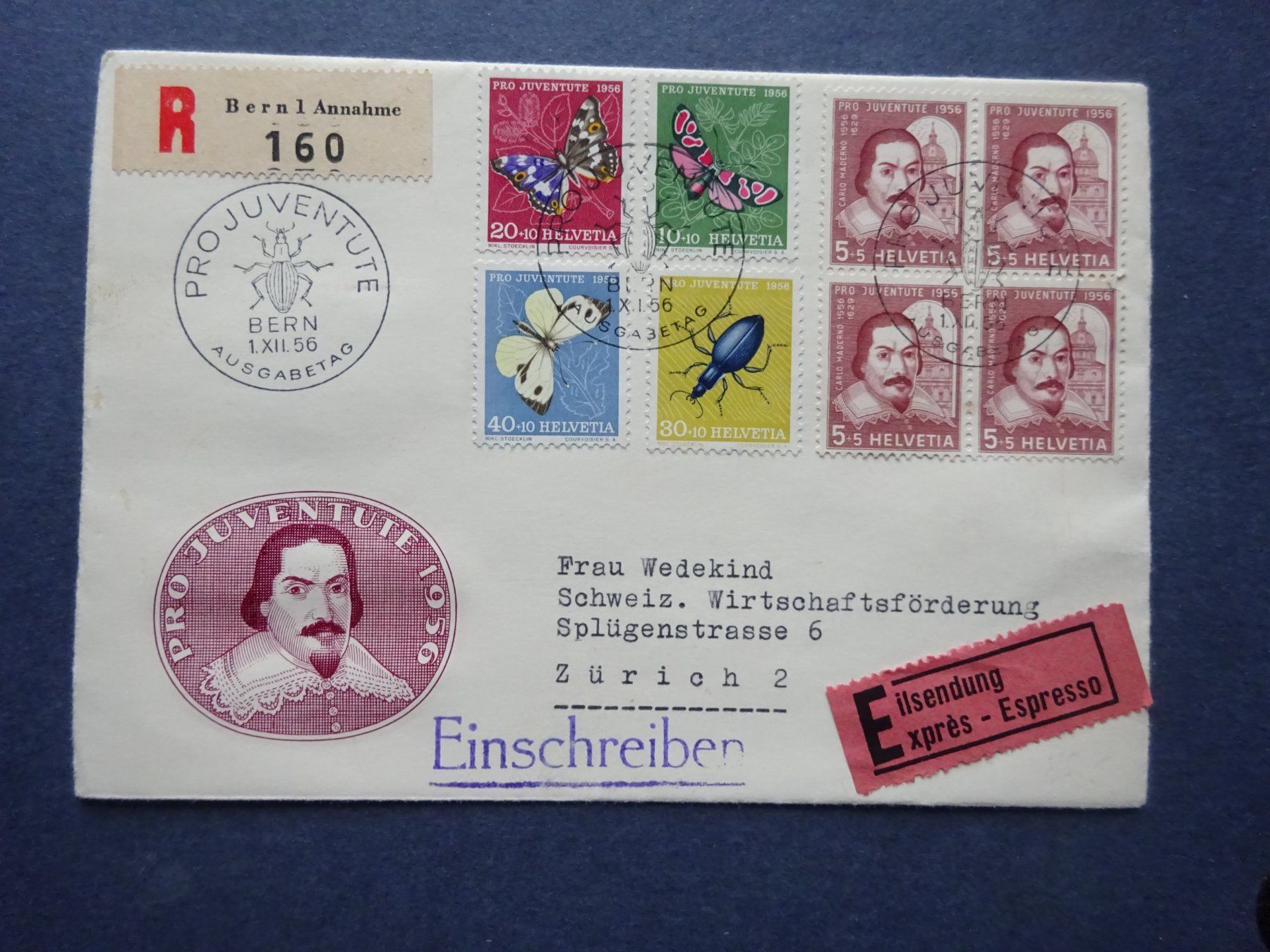 Tutti i francobolli: 1956 Pro Juventute FDC – Usato da Appenzell-Steinegg venduto da adi1975