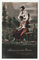 Kitsch AK "Abschied von der Heimat" Trachtenpaar