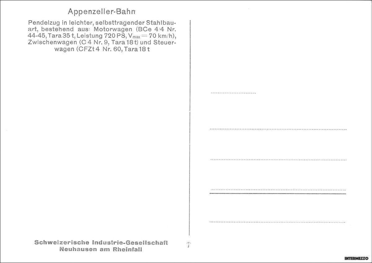 Cartes postales: Bahn // Appenzeller Bahn // Pendelzug – D'occasion à Basel par intermezzo12 1