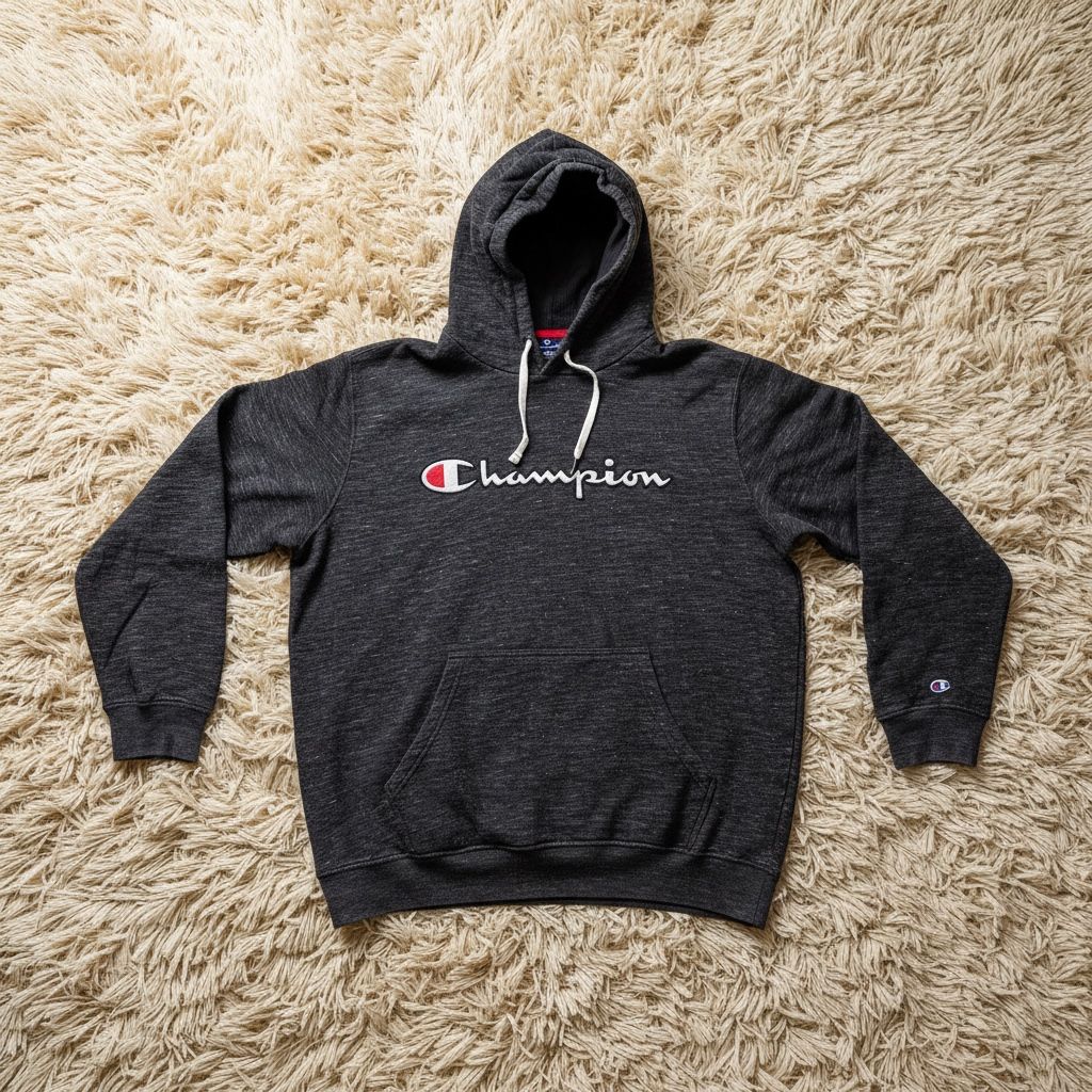 Champion Maglioni & Felpe: Pull à capuche Champion gris chiné Taille XL occasion printe – Usato da Plan-les-Ouates venduto da Skyesvintage