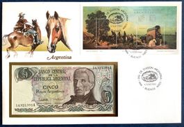 1985 - Argentina  Banknoten Brief mit Block Briefmarken Aus.