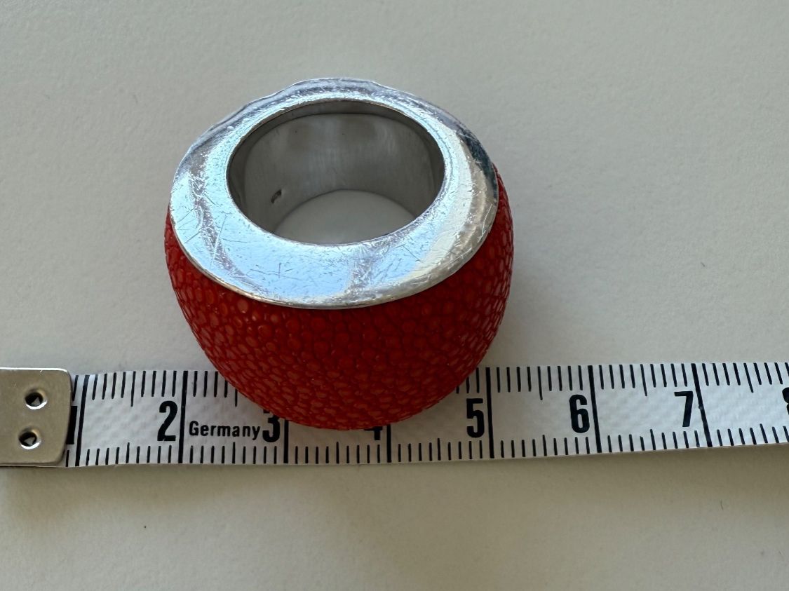 Anelli: Stingray Leder Ring, Gr. 17 / 55 mit Silber in rot – Usato da Zollikon venduto da dorean 4
