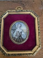 Miniature portrait femme cadre doré velours  ancien