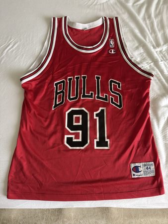 RARE!! Dennis Rodman 91 Chicago Bulls NBA Champion Trikot