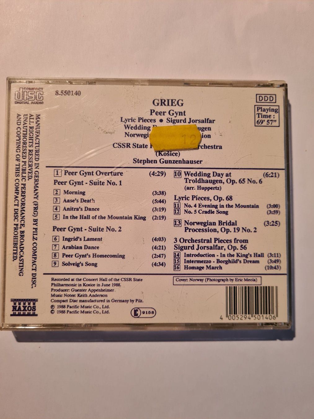 CD: Stephen Gunzenhauser- CSSPO-Grieg- Peer Gynt – Usato da Nyon venduto da gss_7jsq 1