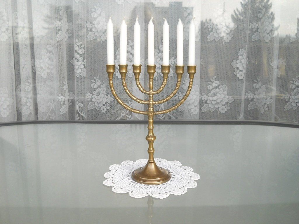 Portacandele: 24,5cm Original jüdischer David Messing Kerzenständer MENORA – Usato da Ostermundigen venduto da eschbe 5