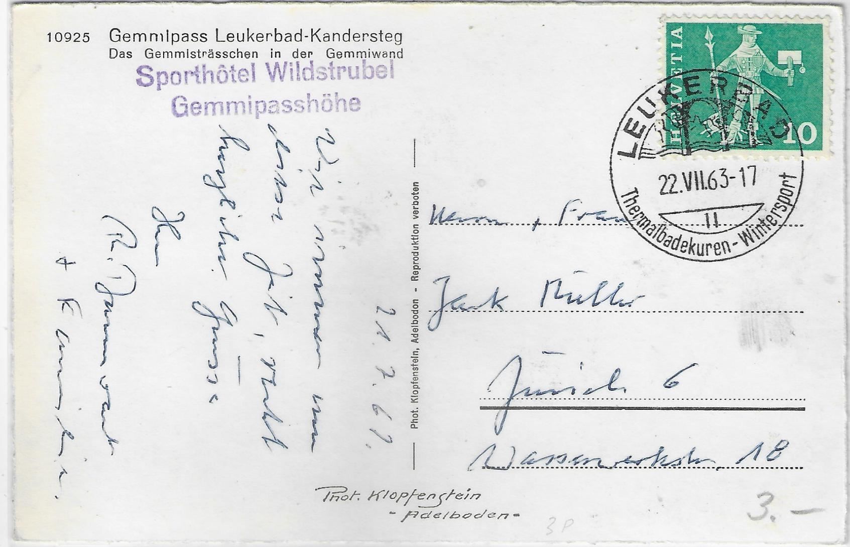 Cartoline postali: Gemmipass Leukerbad-Kandersteg – Usato da Ettingen venduto da Kartenplanet 1