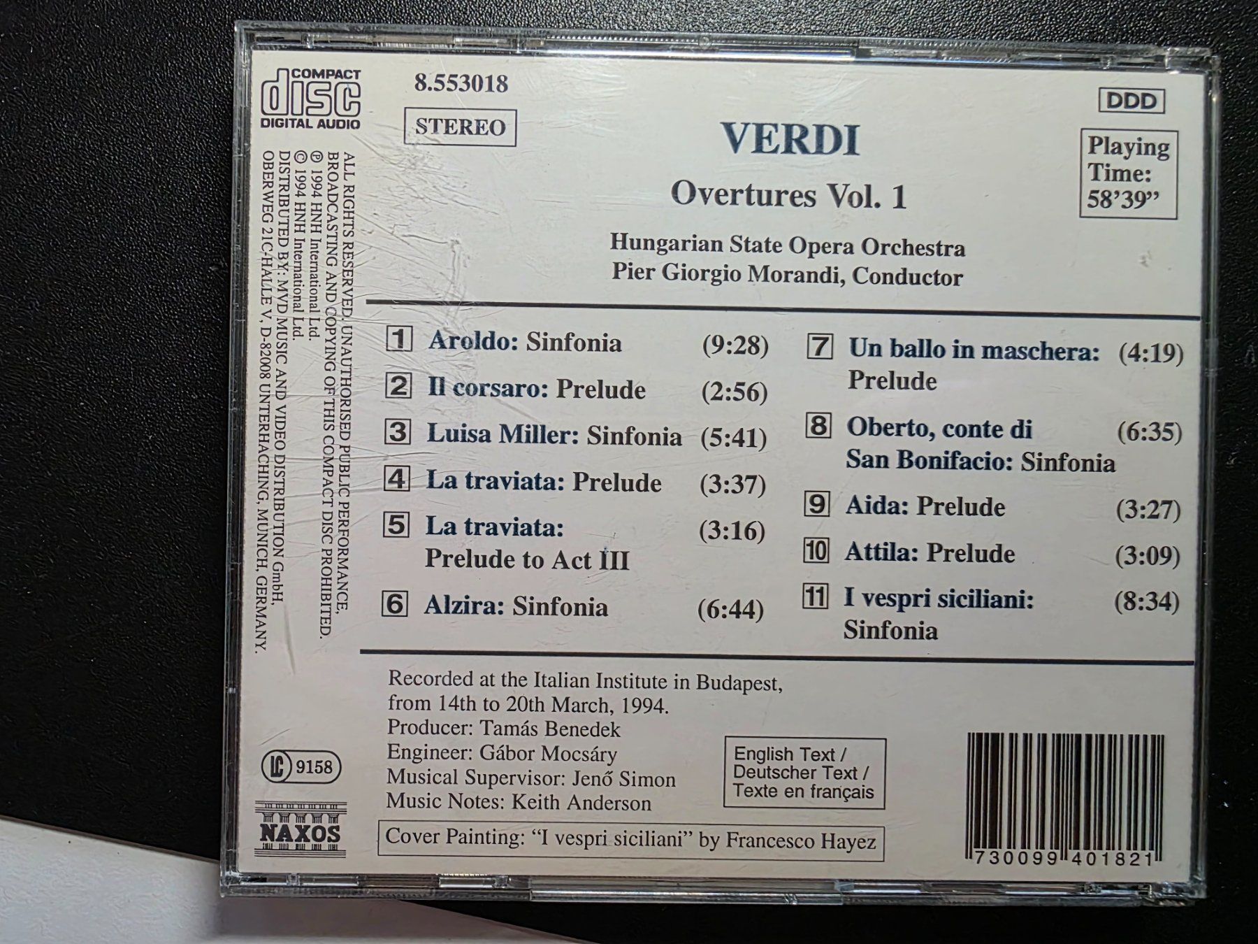 CD: Klassik Musik CD - Verdi Overtures Volume 1 - 1994 – Usato da Walterswil BE venduto da Lonitti 1