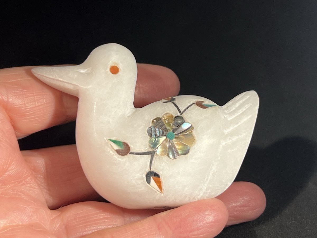 Figuren: Figurine oiseau  marbre incrusté pierres, Agra, Inde – Neu (gemäss Beschreibung) aus Genève von DELIRBEADS 4