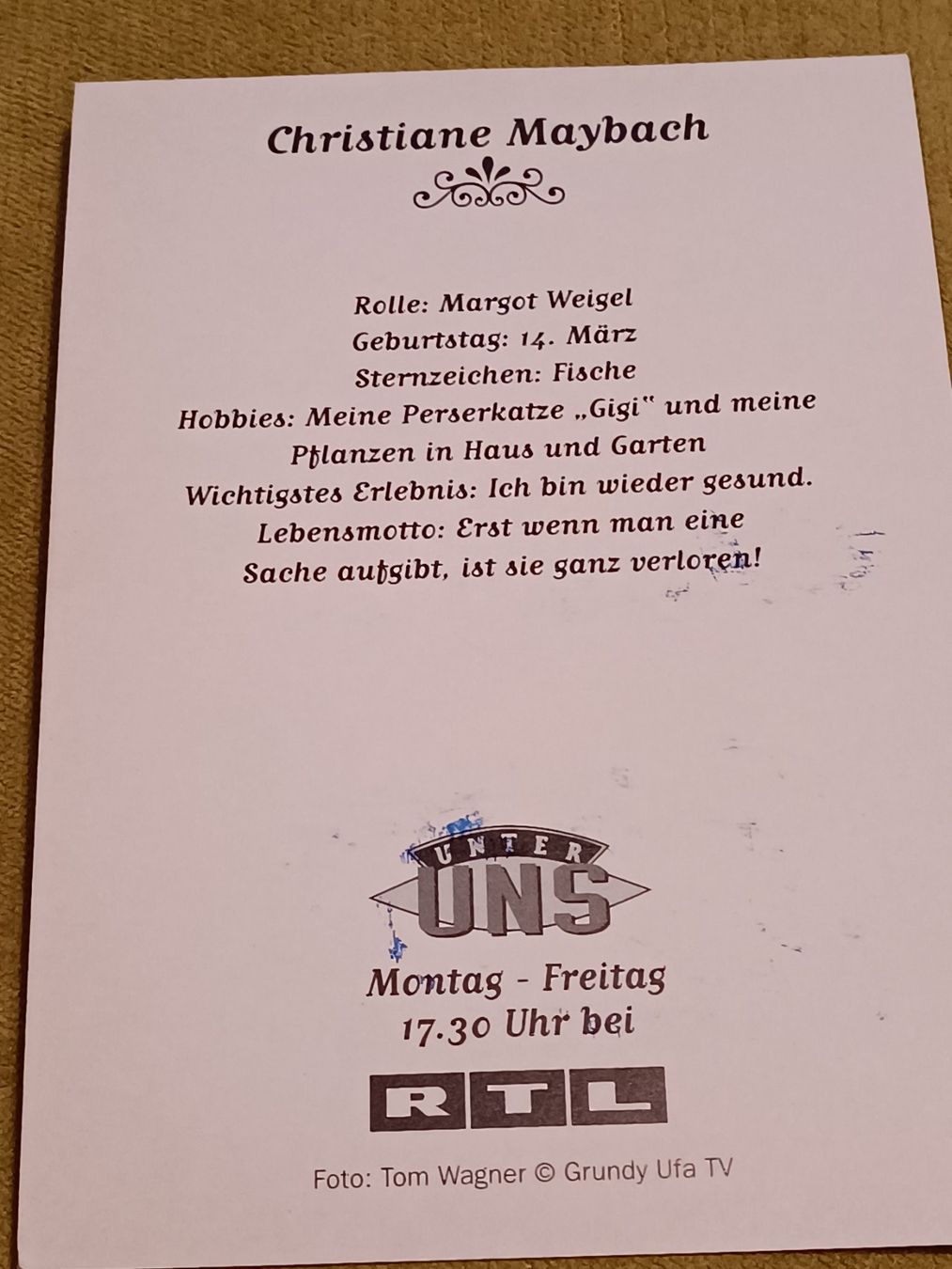 Autografi: Christiane Maybach - handsigniert - verstorben – Usato da Menziken venduto da Autogramme 1