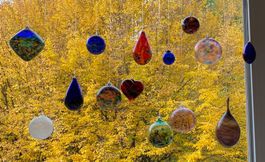 Handgefertigte Glas Christbaumkugeln, Herbstdeko Set!