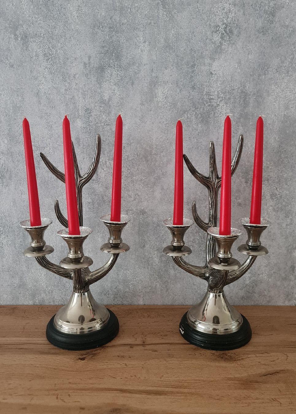 Kerzenständer: 2x Silber Kerzenständer 3-flammig Baum Geweih Design. – Gebraucht aus Ibach von ole_6whn