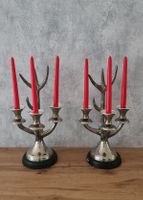 2x Silber Kerzenständer 3-flammig Baum Geweih Design.