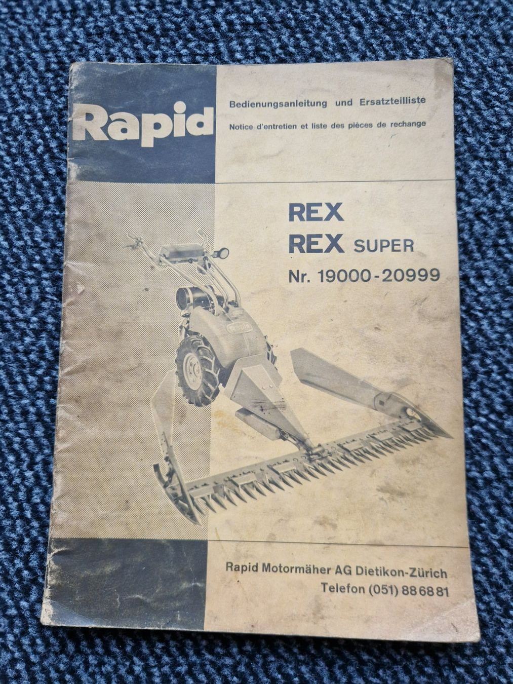 Rapid Trattori: Original Anleitung + ET-Liste Rapid Rex Motormäher – Usato da Dürnten venduto da Bachtel84