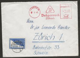 Schweiz Luftpostbrief Deutschland 1948 Zulassungsmarke 500.-