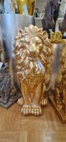 Löwe Sitzend Gross Gold aus Fiberglas
