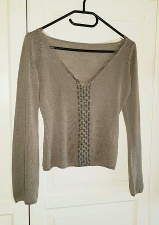 Dünner Pullover reine Seide Gr XS Sand