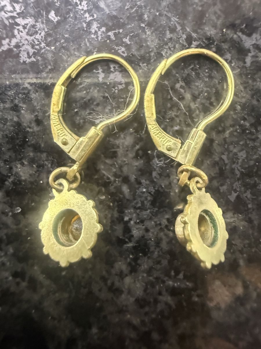 Orecchini pendenti & Orecchini a lobo: Ohrringe Amerik. Doublé vergoldet, bernsteinfarbenem Stein – Usato da Laufen venduto da sani82 1