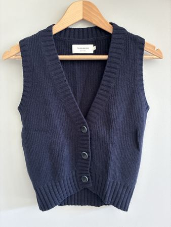 Strickweste Thinking Mu Wolle dunkelblau Grösse S