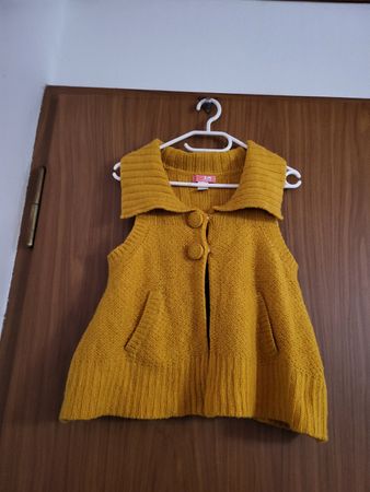 Gilet Jaune Moutarde Lux,  laine melangée Taille S