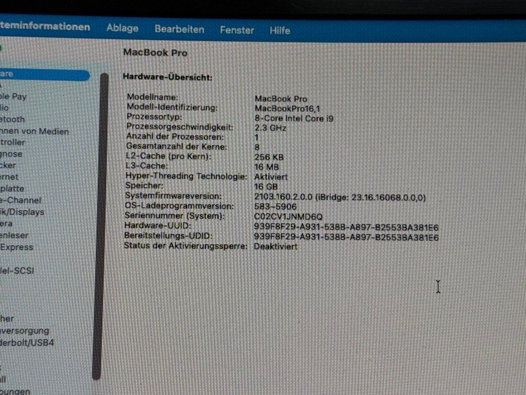 Apple Notebook: Apple MacBook Pro 16 i9 1TB SSD – Difettoso da Au SG venduto da bah_6f5w 7