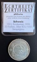 Schweiz 20 Franken 1998 150 Jahre Bundesstaat Silber