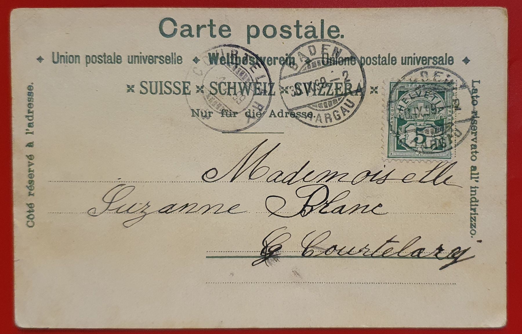 Ansichtskarten: Gruss aus Baden 1899 – Gebraucht aus Kreuzlingen von Rschweiz1 1