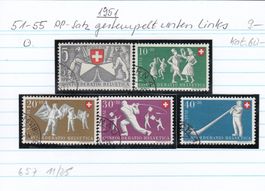 51-55 PP-Satz 1951 sauber gestempelt unten links, Kat. 60.00