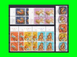 "Pro Juventute" Vollstempel-Serie mit Viererblöcken  (1987)