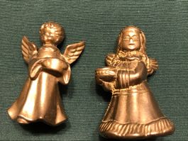 2 Engelsfiguren aus Messing (Kerzenhalter Set)