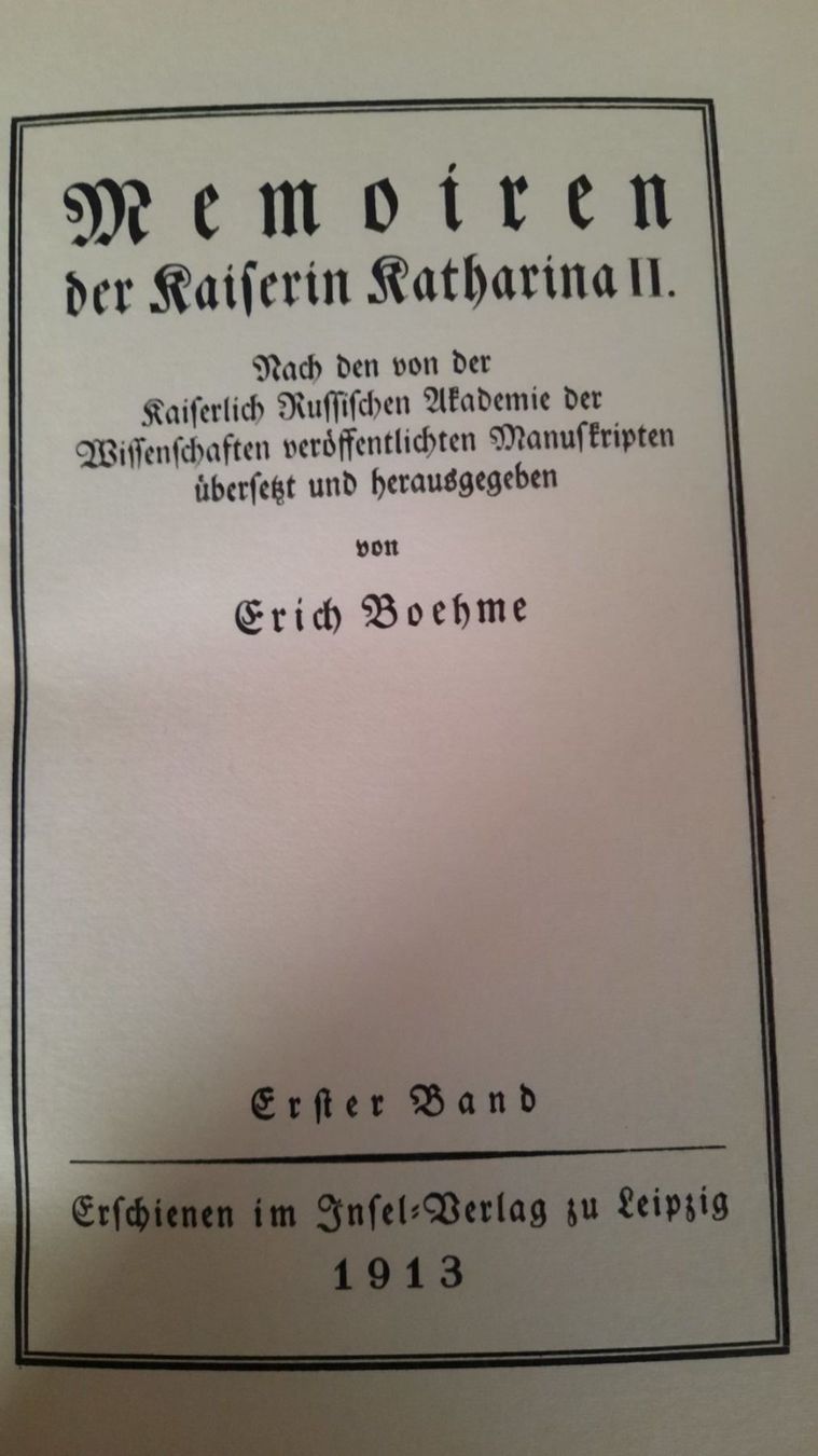 Libri: MEMOIREN DER KAISERIN KATHARINA II – Usato da zürich venduto da gabab 5
