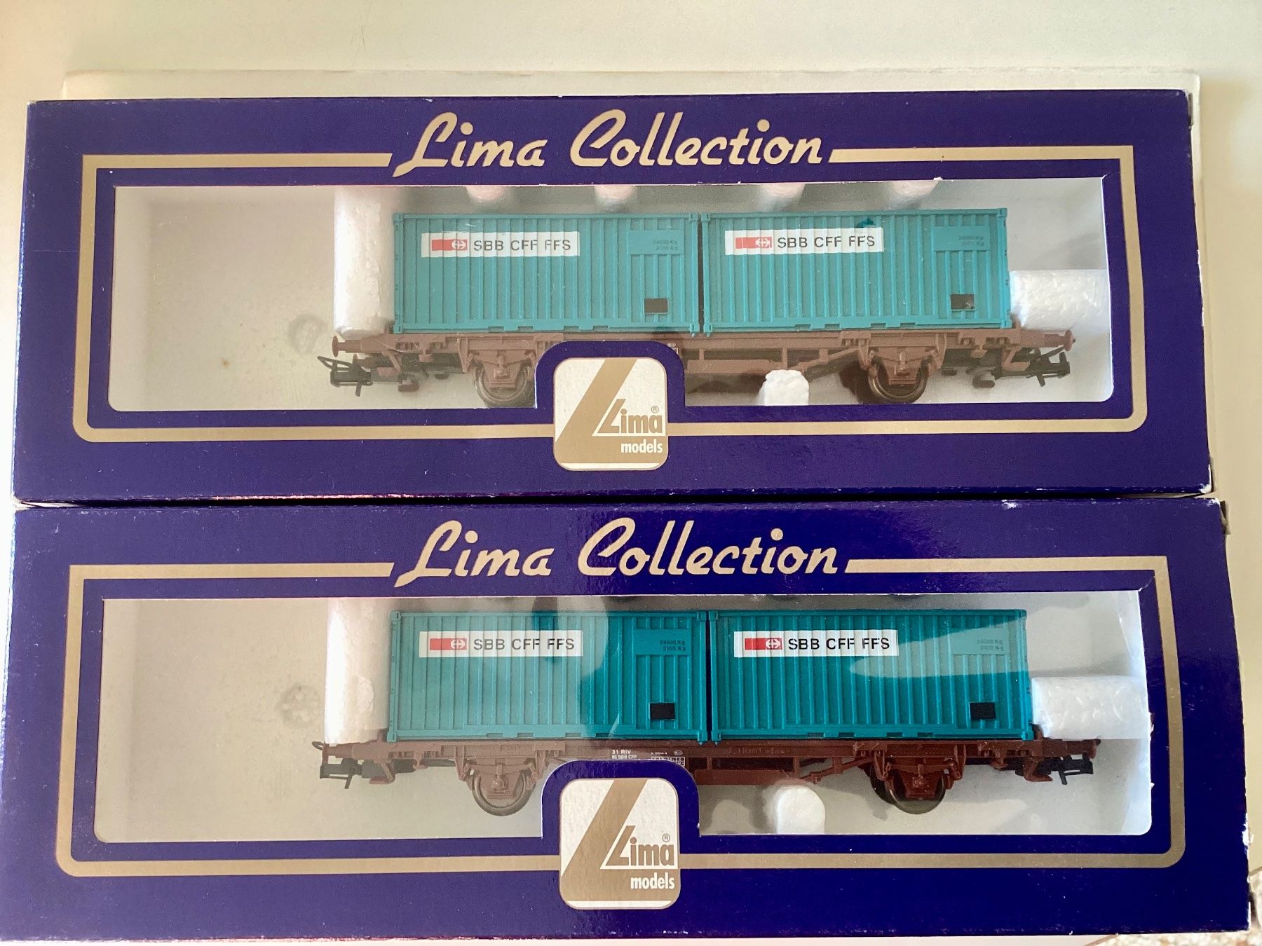 Lima Modellini di ferrovie: 2 x Lima 303302, Containerwagen der SBB – Usato da Vacallo venduto da G1965 2