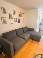 VIMLE 3er-Sofa, grau, mit Bettfunktion & Stauraum