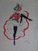 French-Cancan 3 Aquarelles originales signées Alice Huertas