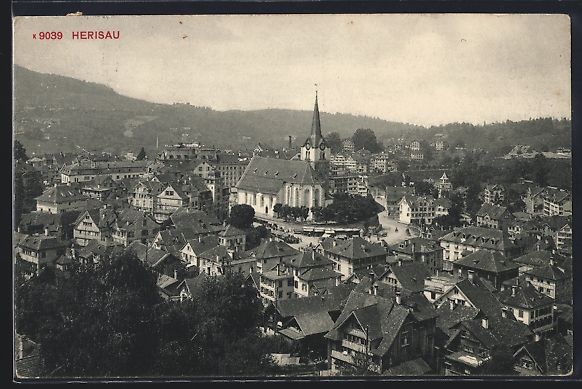 Cartoline postali: AK Herisau, Teilansicht mit Kirche, 1911 – Usato da Berlin venduto da bartko-reher