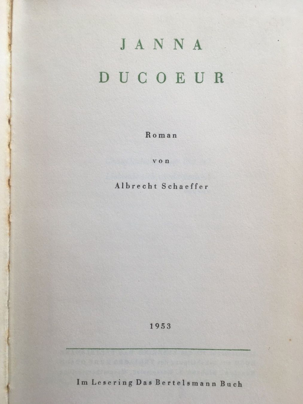 Bücher: Janna Ducoeur; Albrecht Schaeffer – Gebraucht aus Grenchen von Kogi7 2