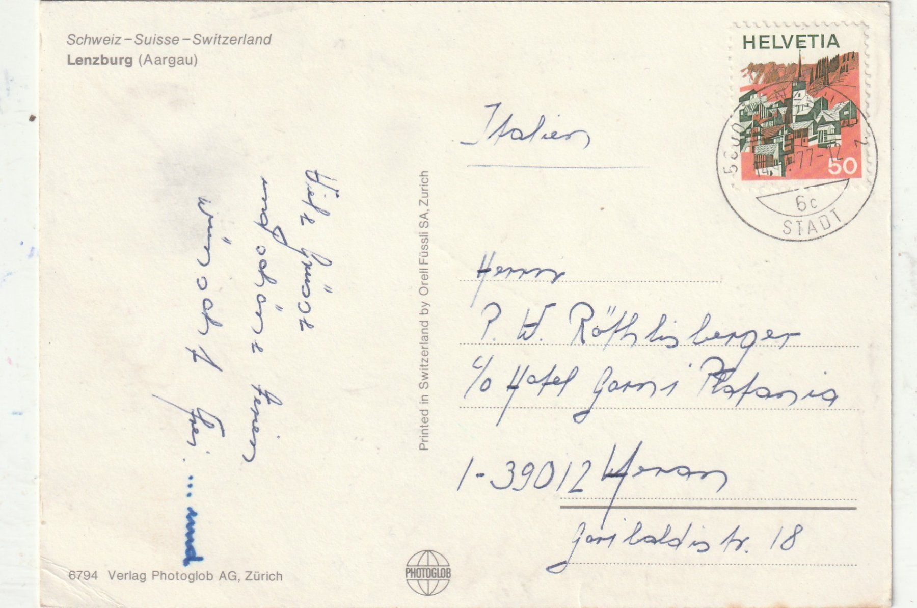 Cartoline postali: Lenzburg  MBK – Usato da Lumbrein venduto da made02 1