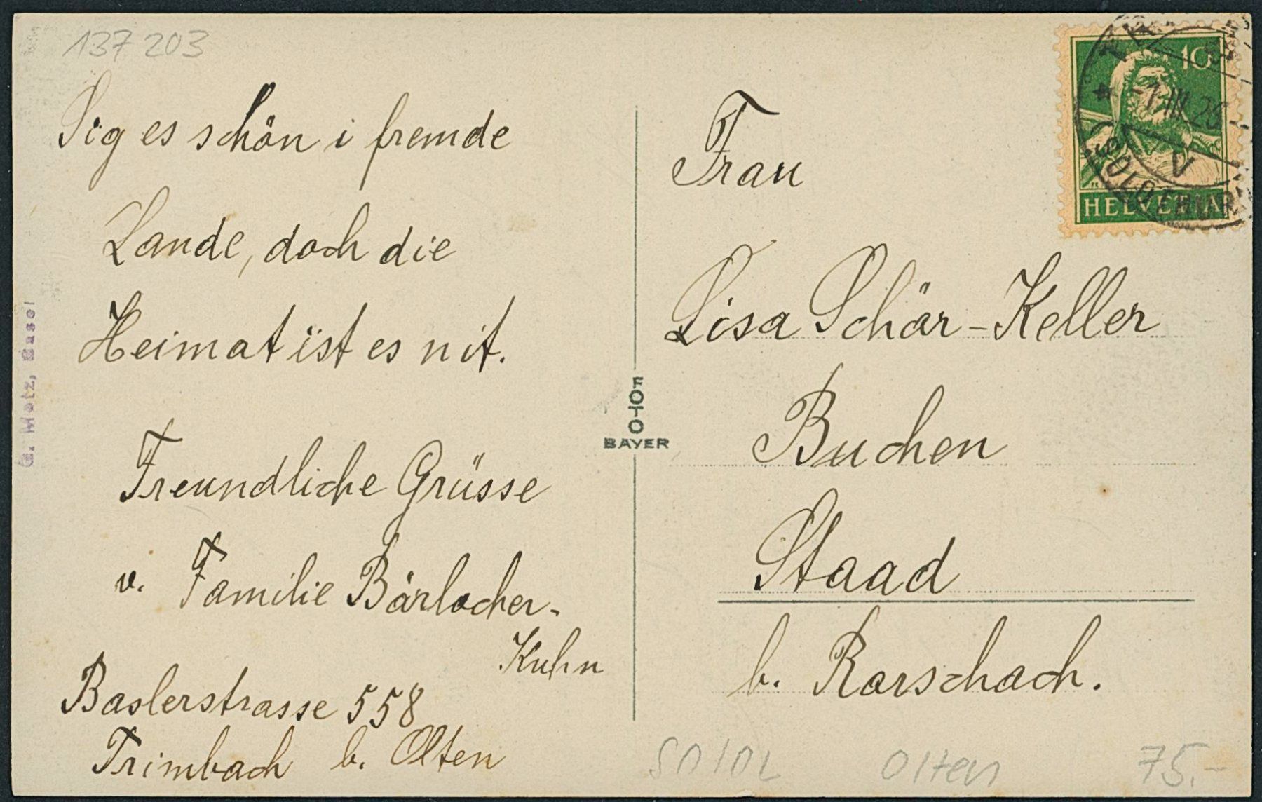 Ansichtskarten: SO Olten – Gebraucht aus Schindellegi von stationary 1