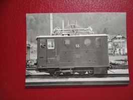AK Bahn He 2/2 No 55 im Bahnhof Lauterbrunnen s/w Karte