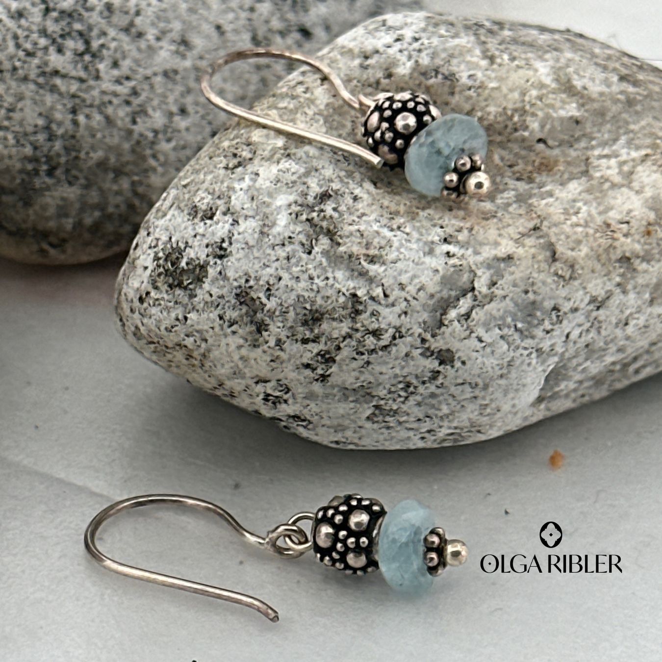Olga Ribler Boucles d'oreille: Silberohrhänger mit Aquamarin – Neuf (Voir description) à Luzern par MonikaS03 1