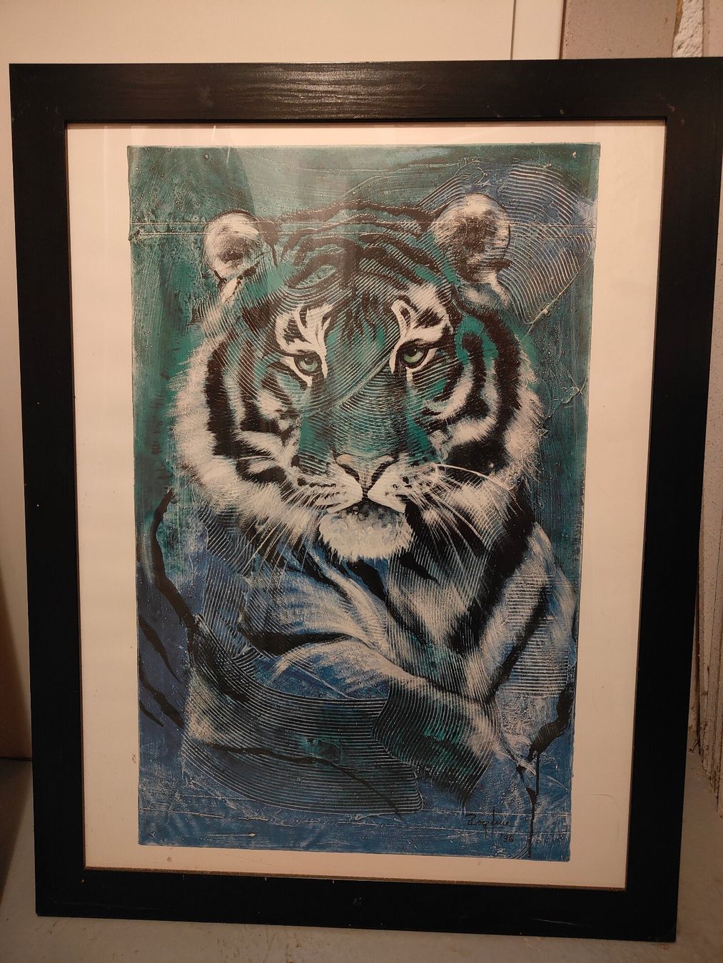 Poster & Bilder: Gerahmtes Tigerbild, tolles Design – Gebraucht aus Arth von Pfupfi66